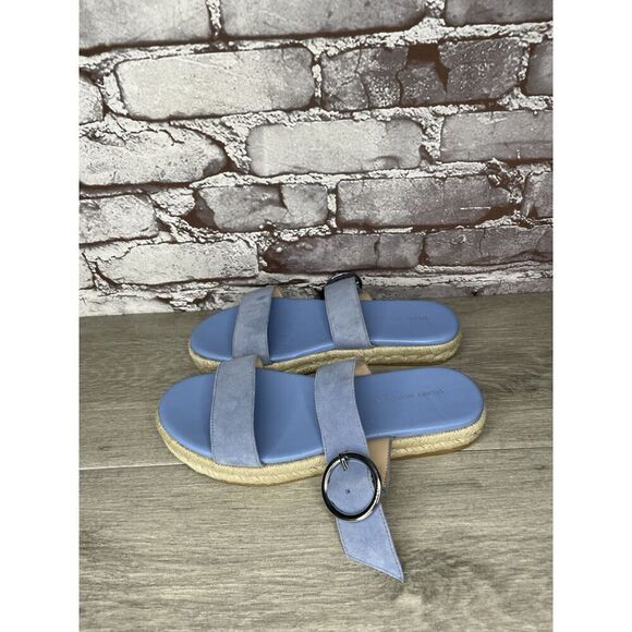 Stuart Weitzman Periwinkle Blue Suede Leather Espadrille Sandals Women Sz 6B US - Picture 2 of 16